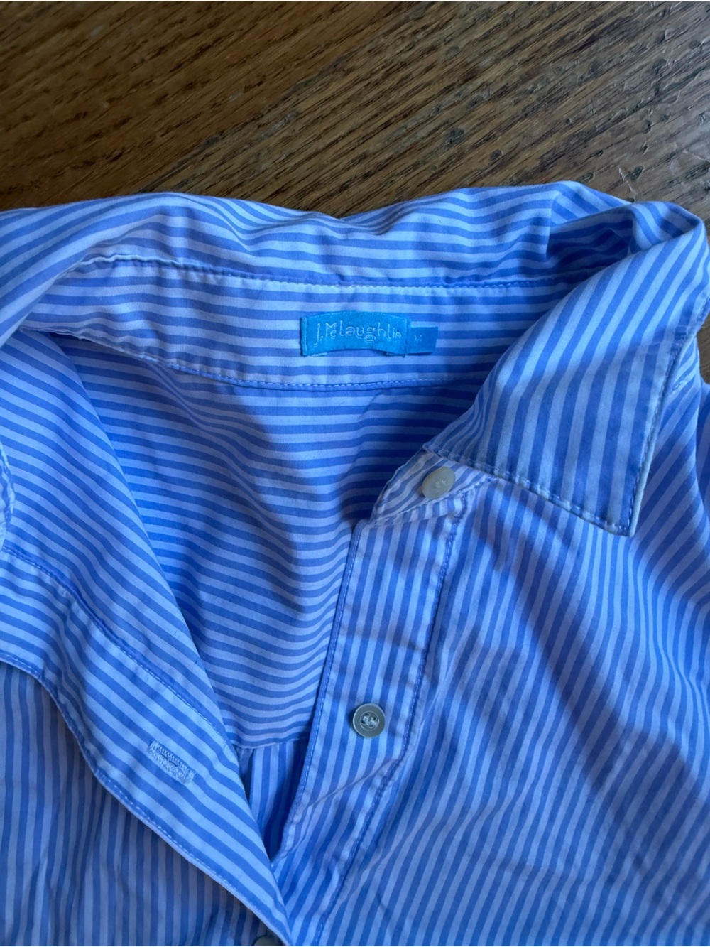 J. Mclaughlin Blue + White Striped Button-Down Shirt Dress sz: Medium - Picture 2 of 3